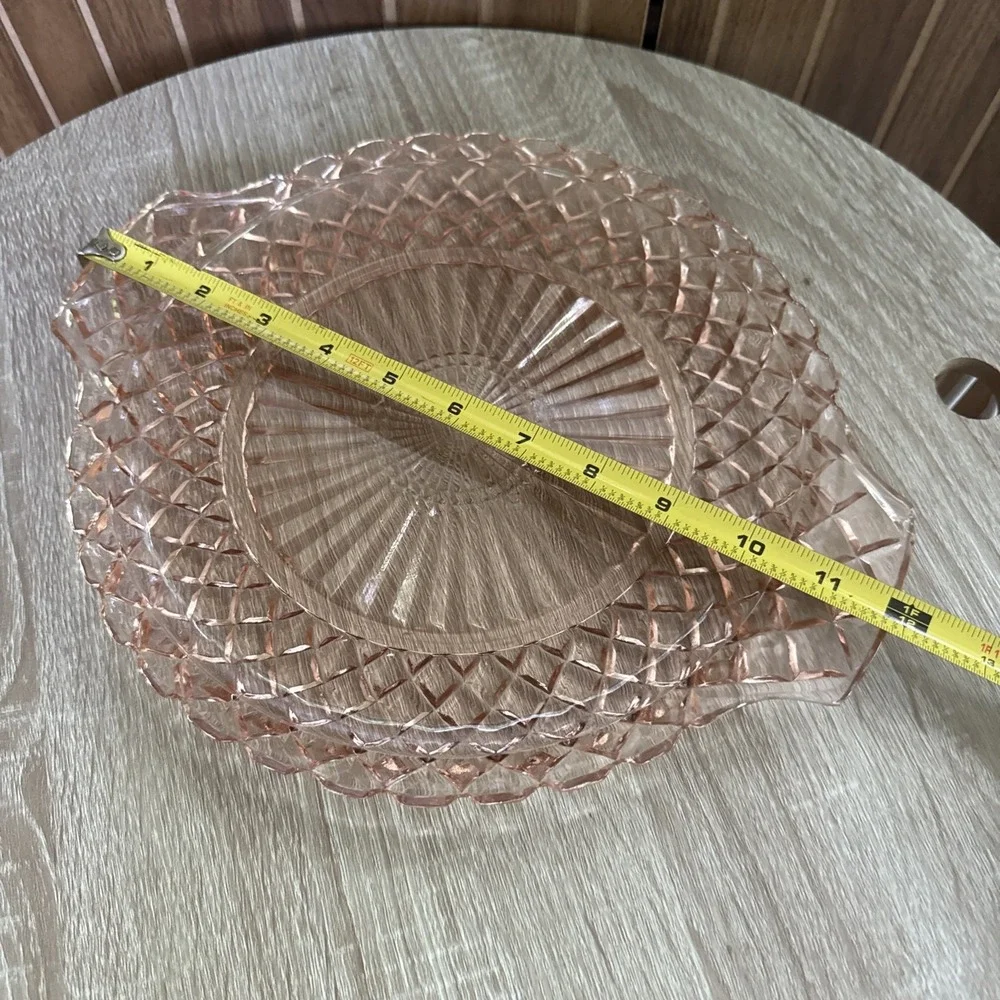 Anchor Hocking Waterford Waffle Pink depression glass cake plate